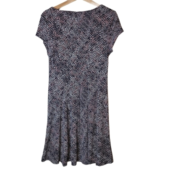 Roz&Ali Stretchy Midlength black pink flared dress - Picture 2 of 8